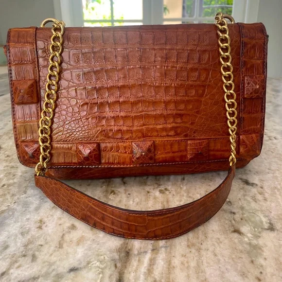 LAI authentic crocodile gold chain purse - Picture 1 of 10